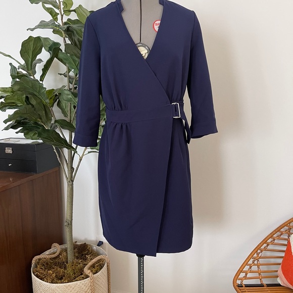 New York & Co Blue Wrap Dress - Picture 2 of 8